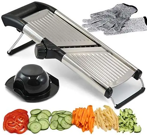 Produktbild: Chef's Inspirations Mandoline Gemüsehobel Gemüseschneider Eignet sich toll für Aufschneiden von Lebensmitteln, Obst und Gemüse. Julienne-Schneider in Profi-Qualität.