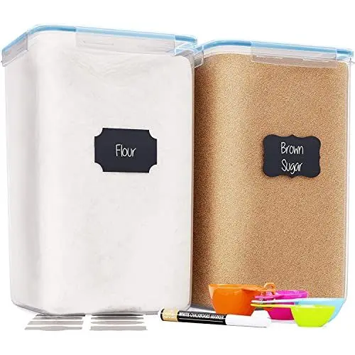 Produktbild: Chef's Path 2 x Extra Large Airtight Food Storage Containers with Lids 6.5 Litre for Flour, Sugar, Rice and Baking, Airtight Kitchen and Pantry, Blue - Kochweg