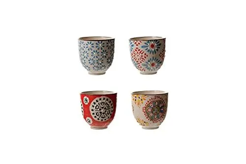 Produktbild: CHEHOMA - Handgefertigtes Set aus 4 Espresso-Tassen - Bohemian Steingut Kollektion für Inneneinrichtung