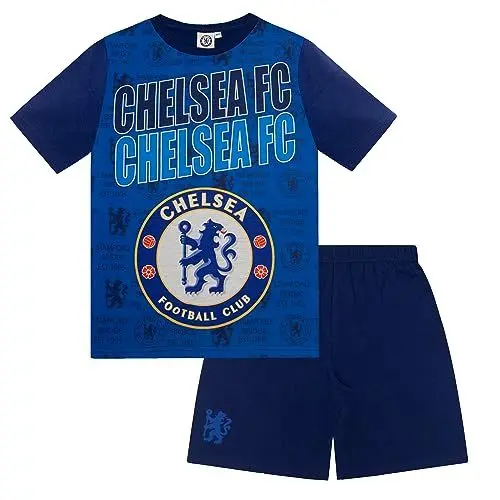 Produktbild: Chelsea FC - Jungen Schlafanzug - Offizielles Merchandise - Geschenk für Fußballfans - Blau - Blau mit Schriftzug - 2-3 Jahre