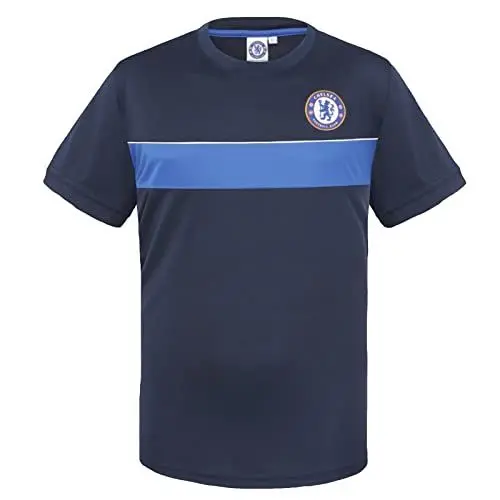 Produktbild: Chelsea FC - Jungen Trainingstrikot aus Polyester - Offizielles Merchandise - Geschenk für Fußballfans - Dunkelblau mit royalblauem Streifen - 12-13 Jahre