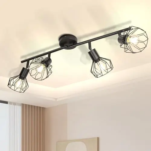 Produktbild: CHENBEN Deckenstrahler 4 Flammig,Strahler Deckenleuchte Schwarz 350°Spotleuchte Wand E14 Wohnzimmerlampe Decke für Küche Schlafzimmer,Nein E14 Leuchtmittel