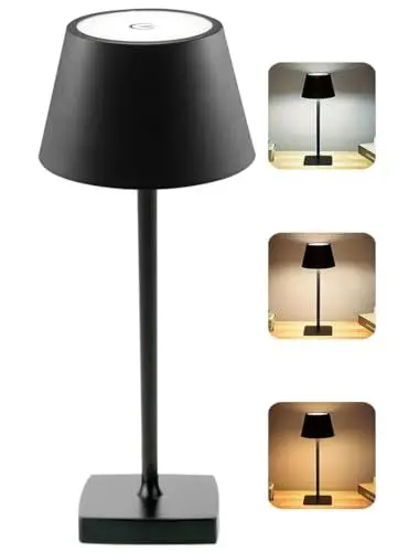 Produktbild: ChenFec LED Tischlampe Kabellos Akku Aufladbar, LED Tischleuchte Kabellos USB Akku Kabellose Lampe Flaschenlicht, LED Lampe Tischlampe Akku Tischleuchte Outdoor Indoor (schwarz) (Schwarz 1)