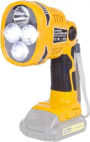 Produktbild: Chengsuwei für Dewalt Outdoor LED Langstreckenleuchte mit USB, geeignet für Dewalt Akku Pack 14,4V-20V, passend für Dewalt 18V Lithium Batterie (12W Pistole Typ 4 Gang einstellbar)