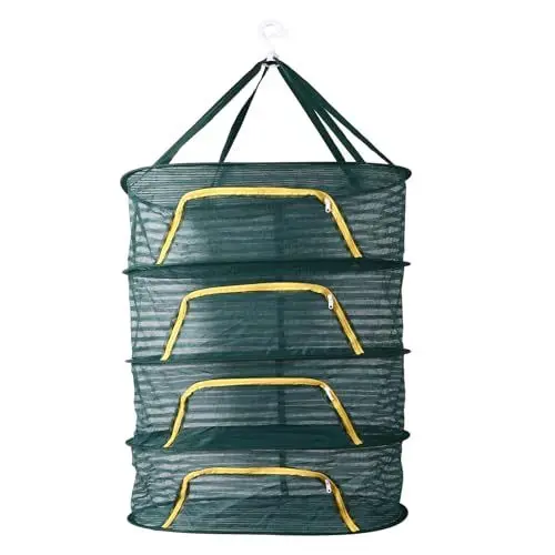 Produktbild: ChengyuWei 4-lagiger Wäscheständer, Pflanzennetz-Mesh-Zelte, Trockner-Set zum Aufhängen von Kleidung, Netz-Klappnetz, Faltbarer Mesh-Dehydrator, Aufbewahrungstasche für Kräuter, Pflanzen