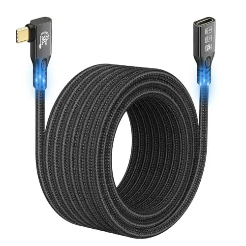 Produktbild: CHENLENIC 20Gbps USB C 3.2 Verl?ngerungskabel,3M 90 GradUSBC 3.2 Gen2 Typ-c Stecker zu Buchse Extender Kabel Ultra HD 4K@60Hz 240W Laden 20Gbps Daten¨¹bertragung Kompatibel mit externer SSD