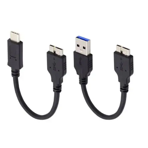 Produktbild: chenyang 2 Pack Micro USB 3.0 Kabel USB 3.0/USB C Stecker auf Micro B Stecker Kabel für tragbare Festplatte 15 cm
