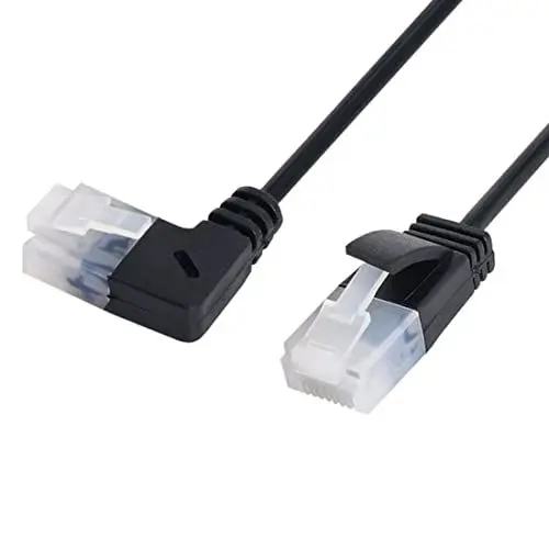 Produktbild: chenyang Cat6 RJ45 Ultra Slim Ethernet 90 Grad links abgewinkelt Verlängerungskabel für Laptop Router TV Box 3.0M