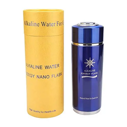 Produktbild: CHEOTIME 14oz isolierte Wasserflasche, erzeugt Premium-Wasser mit hohem pH-Wert, Edelstahl-Wasserflasche, tragbare Nano-Balance-Bio-Energie-Lonizer-Becherflasche für Wandern, (Blau)