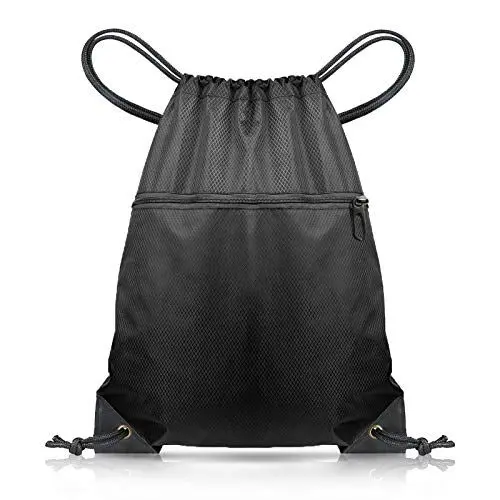 Produktbild: CHEPULA Turnbeutel mit Kordelzug Schwarz, Schnur, Schwimmen, Kordelzug, PE-Taschen für Frauen und Herren, Reise, Strand, Schultasche mit wasserdicht für Kinder, Jungen, Mädchen, Schwarz…