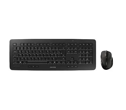 Produktbild: CHERRY DW 5100, Kabelloses Tastatur-Maus-Set, Belgisches Layout (AZERTY), 2,4 GHz Funk, Plug & Play, Ergonomische Rechtshändermaus, Batteriebetrieben, Schwarz