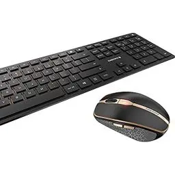 Produktbild: CHERRY DW 9000 SLIM, Kabelloses Tastatur- und Maus-Set, EU-Layout (QWERTY), Bluetooth & 2,4 GHz Funk, Leise Tasten, Wiederaufladbar, Schwarz-Bronze