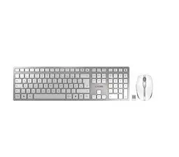 Produktbild: CHERRY DW 9100 SLIM, Kabelloses Tastatur- und Maus-Set, Deutsches Layout (QWERTZ), Bluetooth & 2,4 GHz Funk, Leise Tasten, Wiederaufladbar, Weiß-Silber