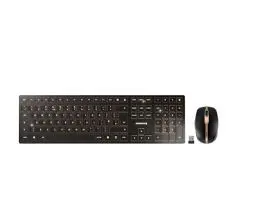 Produktbild: CHERRY DW 9100 SLIM, Kabelloses Tastatur- und Maus-Set, UK-Layout (QWERTY), Bluetooth & 2,4 GHz Funk, Leise Tasten, Wiederaufladbar, Schwarz-Bronze