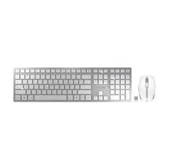 Produktbild: CHERRY DW 9100 SLIM, Kabelloses Tastatur- und Maus-Set, US-International-Layout (QWERTY), Bluetooth & 2,4 GHz Funk, Leise Tasten, Flaches Design, Wiederaufladbar, Weiß-Silber