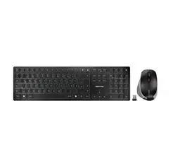 Produktbild: CHERRY DW 9500 SLIM, Kabelloses Tastatur- und Maus-Set, Deutsches Layout (QWERTZ), Bluetooth oder 2,4 GHz Funk, Ergonomische Rechtshändermaus, Schwarz-Grau