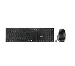 Produktbild: CHERRY DW 9500 SLIM, Kabelloses Tastatur- und Maus-Set, EU-Layout (QWERTY), Bluetooth oder 2,4 GHz Funk, Ergonomische Rechtshändermaus, Schwarz-Grau