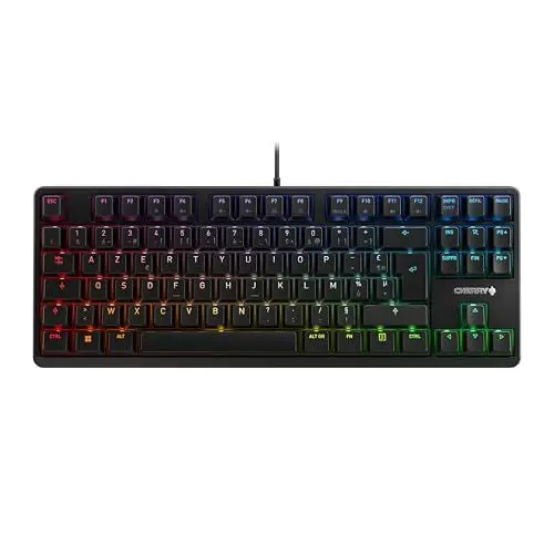 Produktbild: CHERRY G80-3000N RGB TKL, Kabelgebundene Gaming-Tastatur Ohne Nummernblock, Französisches Layout (AZERTY), RGB-Beleuchtung, MX SILENT RED Switches, Schwarz