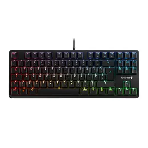 Produktbild: CHERRY G80-3000N RGB TKL, Kabelgebundene Gaming-Tastatur Ohne Nummernblock, UK-Layout (QWERTY), RGB-Beleuchtung, Original MX SILENT RED Switches, Schwarz