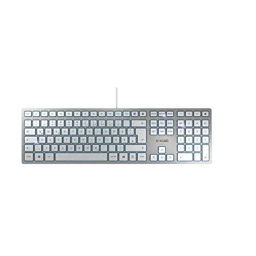 Produktbild: CHERRY KC 6000 SLIM, Ultraflache Design-Tastatur, Deutsches Layout (QWERTZ), Kabelgebunden (USB-A Anschluss), Leise Tasten, Langlebige Beschriftung, Silber