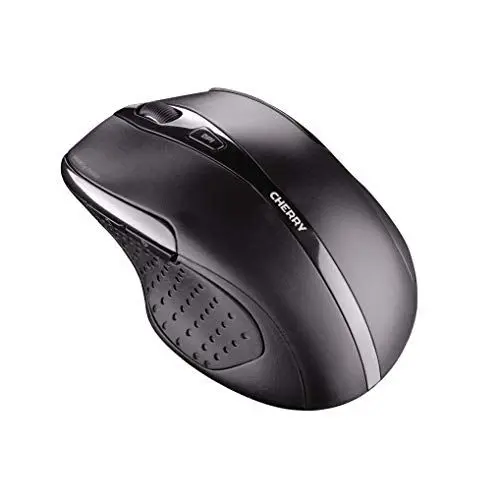 Produktbild: CHERRY MW 3000, Kabellose Ergonomische Maus für Rechtshänder, 2,4 GHz Funk, 6 Tasten, Optischer Sensor, Gummierte Seitenflächen, Batteriebetrieben, Schwarz