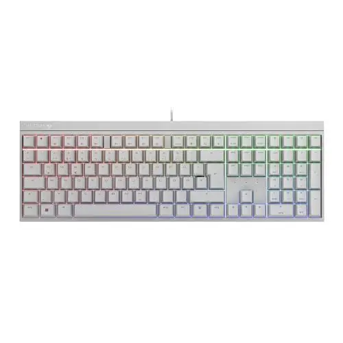 Produktbild: CHERRY MX 2.0S, Mechanische Gaming-Tastatur mit RGB-Beleuchtung, Deutsches Layout (QWERTZ), Kabelgebunden, Designed in Germany, MX SILENT RED Switches, Weiß