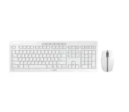 Produktbild: CHERRY STREAM DESKTOP, Kabelloses Tastatur- und Maus-Set, EU-Layout (QWERTY), 2,4 GHz Funk, Leiser Tastenanschlag, Flache Tasten, Batteriebetrieben, Weiß-Grau