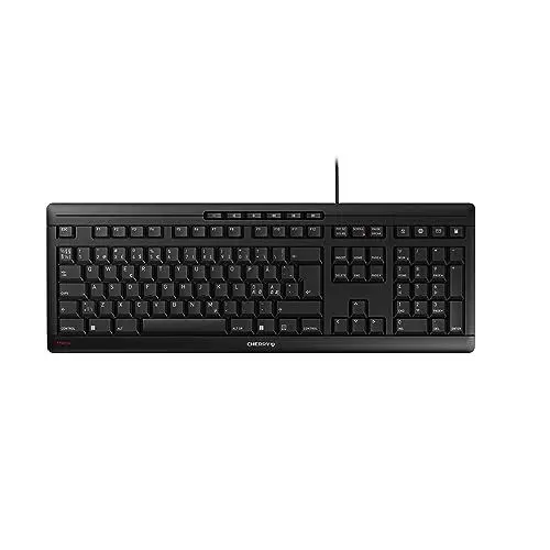 Produktbild: CHERRY STREAM KEYBOARD, Kabelgebundene Tastatur, Pan-Nordisches Layout (QWERTY), Flüsterleiser Tastenanschlag, Einzigartiges Tippgefühl, Flaches Design, Schwarz