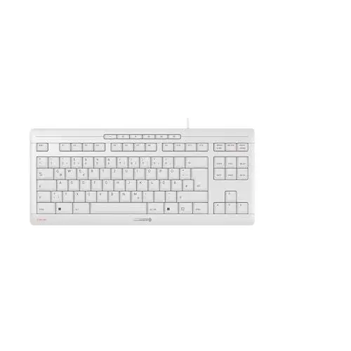 Produktbild: CHERRY STREAM KEYBOARD TKL, Kabelgebundene Tastatur ohne Nummernblock, Deutsches Layout (QWERTZ), Leiser Tastenanschlag, Einzigartiges Tippgefühl, Weiß-Grau