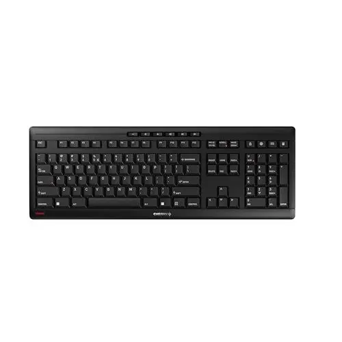 Produktbild: CHERRY STREAM KEYBOARD WIRELESS, Kabellose Tastatur, EU-Layout (QWERTY), 2,4 GHz Funk, Leise Tasten, Flaches Design, Batteriebetrieben, Schwarz