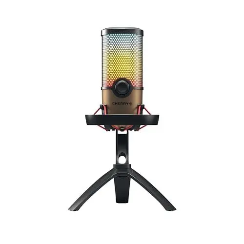 Produktbild: CHERRY UM 9.0 PRO RGB, USB-Mikrofon mit RGB-Beleuchtung, für Gaming, Streaming, ASMR, 4 Richtcharakteristiken, Kompatibel mit PC/Mac/PS4/PS5, Schwarz-Kupfer