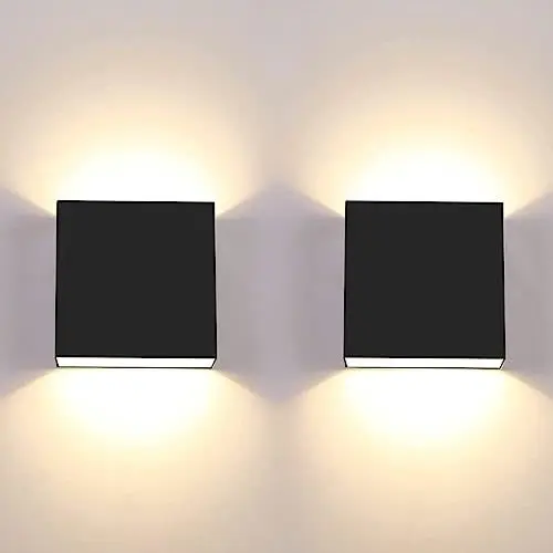 Produktbild: CHEVVY 2 Stück LED Wandleuchte Innen Schwarz 7W Moderne LED Wandleuchte Up and Down Leuchten Aussen Einstellbar Abstrahlwinkel Warmes Weiß 3000K Schwarze Wandlampen