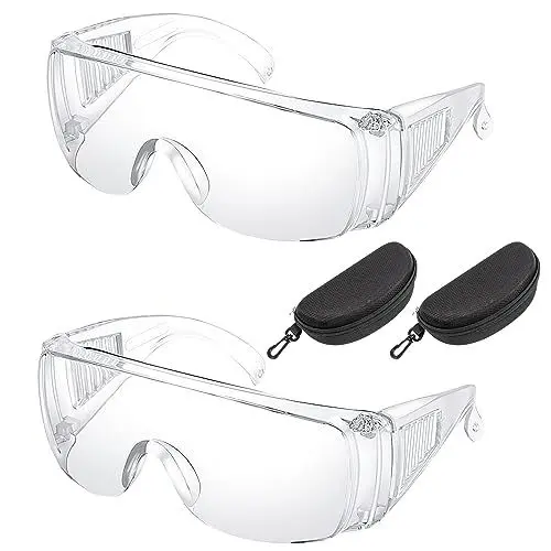 Produktbild: CHEVVY 2 Stück Sicherheitsbrillen Arbeitsschutzbrille Schutzbrille Brillenträger Schutzbrillen Transparent mit Aufbewahrungsbox Sicherheitsbrille Laborbrille Lndustriebrille