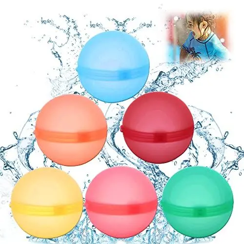 Produktbild: CHEVVY 6 Stk Selbstdichtende Wasserbombe 5,7 * 5,7CM Bunt Magnetisch Wasserbomben Silikon-Wasserspritzball Wiederverwendbar für Outdoor Sommerspaß Wasserspielzeug