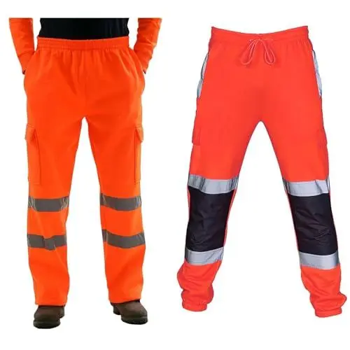 Produktbild: CHIACJYRSEDK Jogginghose Herren Reflektierende Arbeitshose Männer Traninghose Warnschutzhose Warnschutz Warnhose Funktionshose Sicherheitshose Schutzhose Arbeitshosen 2-Orange XL