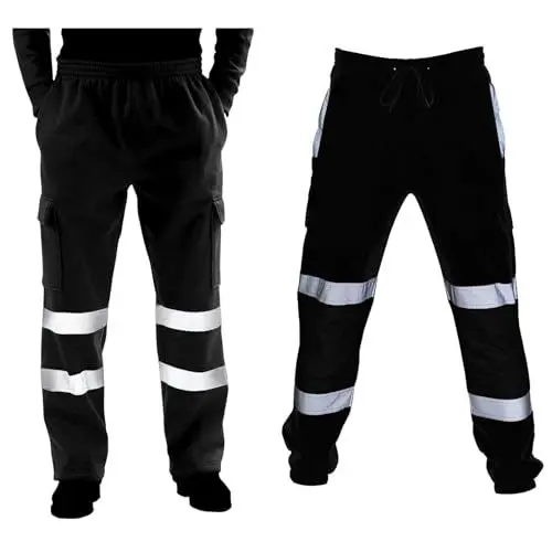 Produktbild: CHIACJYRSEDK Jogginghose Herren Reflektierende Arbeitshose Männer Traninghose Warnschutzhose Warnschutz Warnhose Funktionshose Sicherheitshose Schutzhose Arbeitshosen 2-Schwarz L