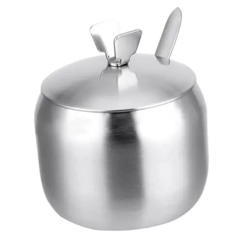Produktbild: CHICAMPERA Gewürzbehälter Satz Edelstahl Mit Deckel Zuckerglas Für Küche Salzbehälter Mit Löffel Gewürzaufbewahrung 9,5cm