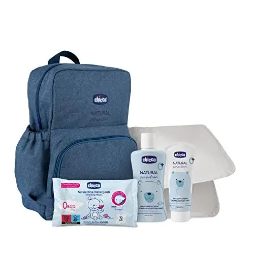 Produktbild: CHICCO NATURAL SENSATION - WICKELRUCKSACK ENTHÄLT 1 BABY SCHAMPOO & KÖRPERBAD – OHNE TRÄNEN 200 ML, 1 WICKELCREME 4IN1 100 ML, 1 REINIGUNGSTÜCHER 72 STK., 1 FALTBARE WICKELMATTE