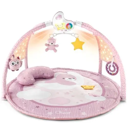 Produktbild: Chicco Enjoy Colours 3in1 Spielmatte, Multifunktionsspielbogen für Neugeborene,Baby Aktivitätendecke, Sternenprojektor, abnehmbarem Baby-Nachtlicht mit entspannender Musik - Babyspielzeug, ab 0 Monate