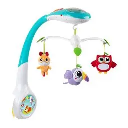 Produktbild: Chicco Magic Forest Baby Mobile mit Musik und Licht, Elektronische Spieluhr mit entspannender Musik und Nachtlicht für Kinder- und Babybetten, 3 abnehmbaren Plüschtieren, Baby Spielzeug ab 0 Monate