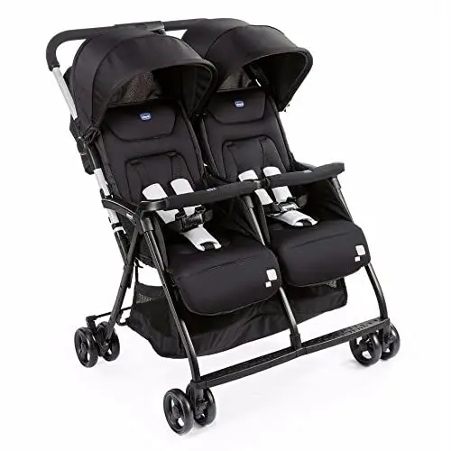 Produktbild: Chicco OHlalà Twin Geschwisterwagen von Geburt bis 15 kg, Kinderwagen für Zwillinge und Geschwister, Verstellbarer Faltbarer Zwillingsbuggy, Regenschutz und Ausziehbares Verdeck