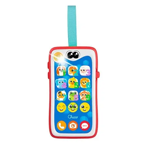 Produktbild: Chicco Smiley Smartphone, zweisprachig, Spanisch/Englisch, Didaktisch für Kinder, Lautsprechendes und interaktives Spielzeug, Touch-Membran, mit Lichtern und Klingeln, 6 Monate bis 3 Jahre
