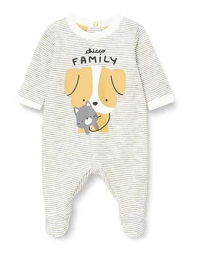 Produktbild: Chicco Unisex Baby Strampler mit Öffnung aus Chenille. Schlafanzug für Kinder und Babys, Grau (845), 0 Monate