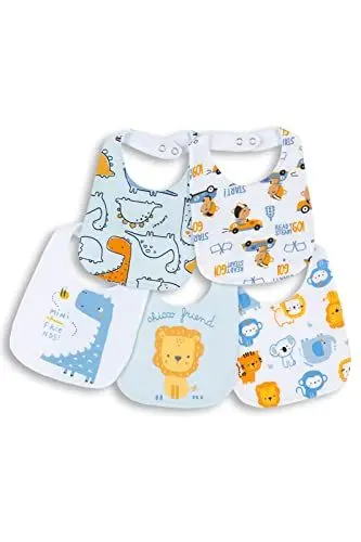 Produktbild: Chicco Weiches Baby Lätzchen aus Baumwolle, Fütterlätzchen Baby - Unisex, Hellblau, Einheitsgröße (pack of 5)