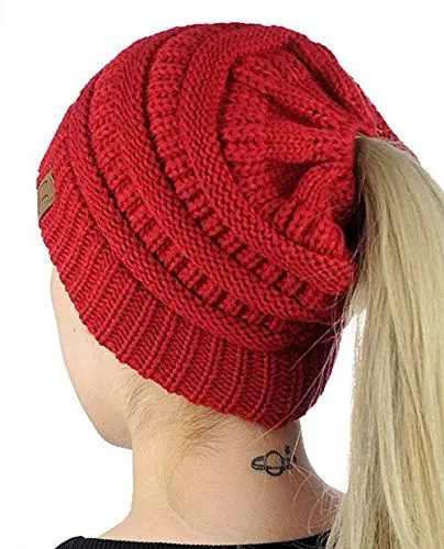 Produktbild: Chickw1 Gestrickte Winter Mütze/Strick Beanie/Strickmütze sehr weichem Fleece Innenfutter Modedesign heiß (Rot)