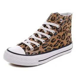 Produktbild: CHICMARK Damen High/Low Top Sneaker Fashion Leopard Espadrilles (Gelb High Top, 36 EU)