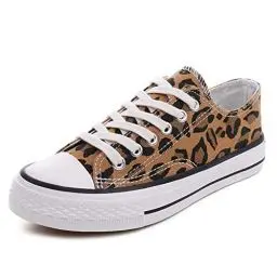 Produktbild: CHICMARK Damen High/Low Top Sneaker Fashion Leopard Espadrilles (Gelb Low Top, 38 EU)