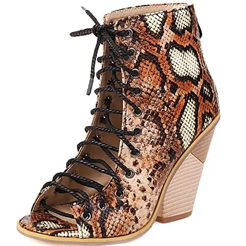 Produktbild: CHICMARK Damen Schnürsandalen mit Keilabsatz und Peep Toe(Braun,43)
