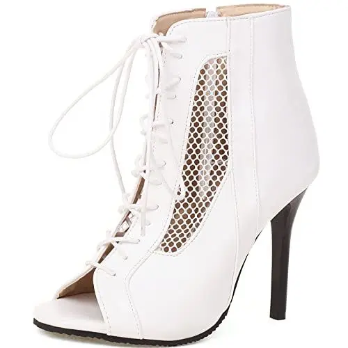 Produktbild: CHICMARK Damen Sommer Schnürsandalen mit Peep Toe und Stilettos(Weiß,42)
