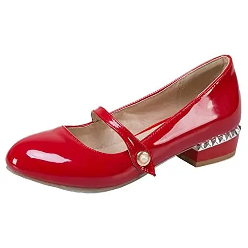 Produktbild: CHICMARK Komfort-Pumps für Damen mit niedrigem Absatz und runder Spitze to (Rot, 43)
